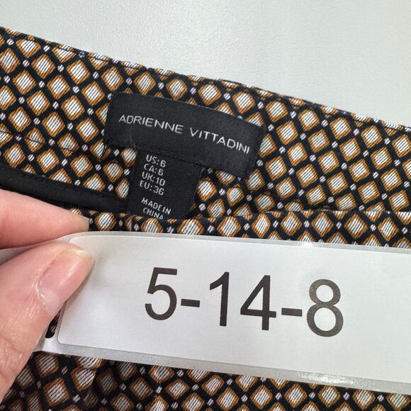 Adrienne Vittadini Pants Womens 6‎ Yellow Mustard Combo Diamond Printed Ankle - Picture 3 of 9